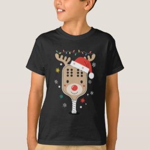 Pickleball Player Christmas Holiday Reindeer Xmas T-Shirt