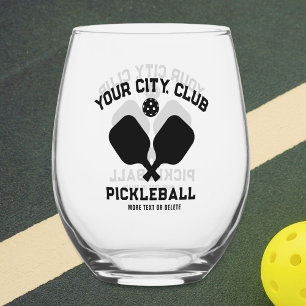 Pickleball Player Club Team Name Personalised Stemless Wine Glass