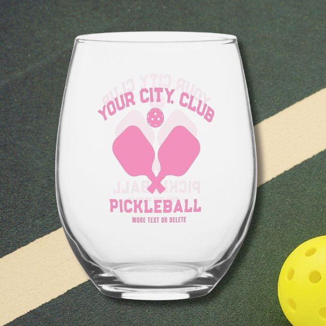 Pickleball Player Club Team Name Personalised Stemless Wine Glass (Creator Uploaded)