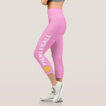 Pickleball Player Custom High Waisted Light Pink Capri Leggings<br><div class="desc">Stand out on the court with these super cute capri leggings featuring a pickleball and the word "PICKLEBALL" set against a light pink background. Easily change the colour!  Comfortable,  high quality leggings - perfect for the pickleball player in your life.</div>