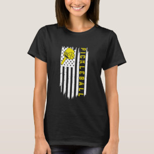 Pickleball Player Design, US Flag Vintage, Funny P T-Shirt