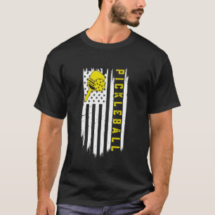 Pickleball Player Design, US Flag Vintage, Funny P T-Shirt