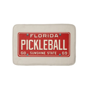 Pickleball Player Fan Retro Florida License Plate Bath Mat