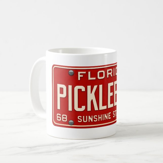 Pickleball Player Fan Retro Florida License Plate Coffee Mug (Front Left)