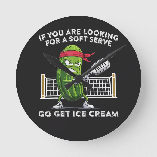 Pickleball Player Funny Round Clock (Front)