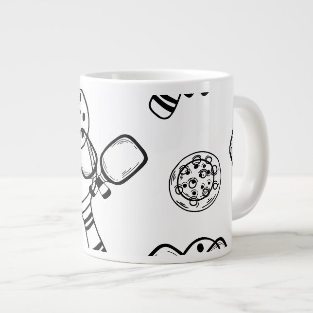 Pickleball Player Gift for Her Pink Large Coffee Mug (Front Right)