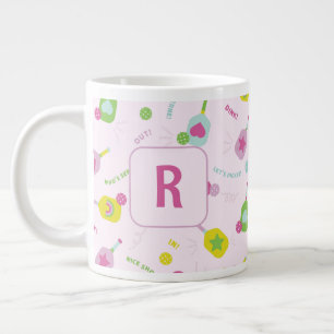 Pickleball Player Gift for Her Pink Personalised  Large Coffee Mug