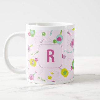 Pickleball Player Gift for Her Pink Personalised  Large Coffee Mug