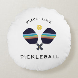 Pickleball Player Gift Peace Love and Pickleball Round Cushion
