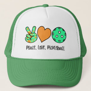 Pickleball Player Gift Peace, Love, Pickleball Trucker Hat