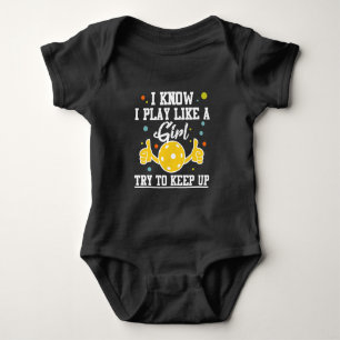 Pickleball Player Girl Sport Athlete Humor Baby Bodysuit