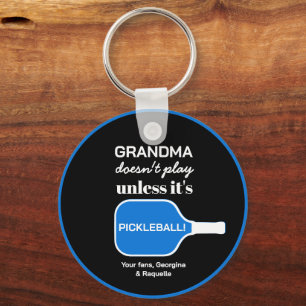 Pickleball Player Grandma Funny Custom Typography Key Ring