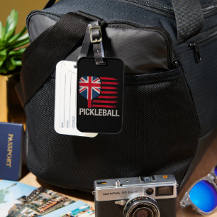 Pickleball Player Paddle Uk Flag Luggage Tag