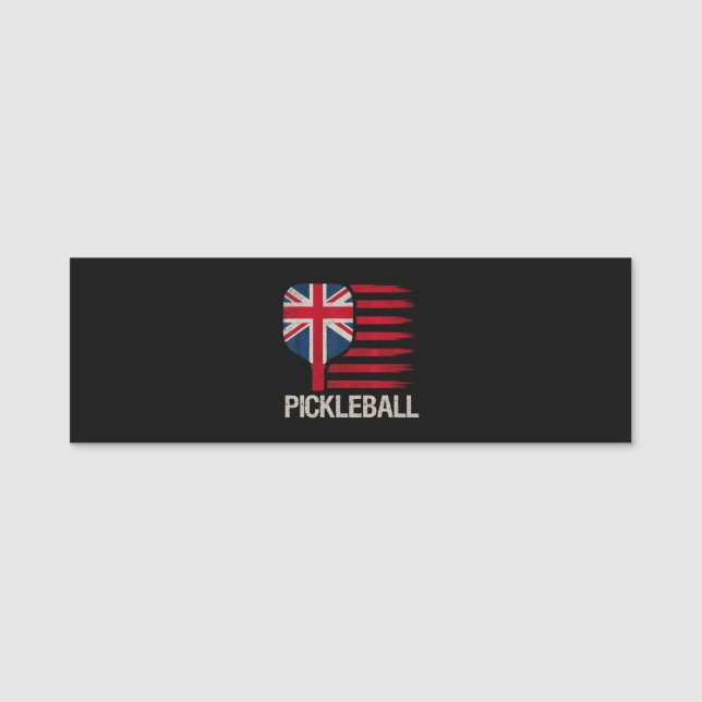 Pickleball Player Paddle Uk Flag  Name Tag (Front)