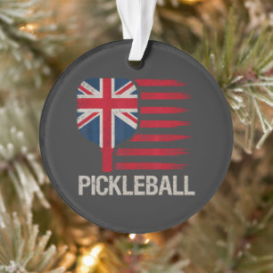 Pickleball Player Paddle Uk Flag  Ornament
