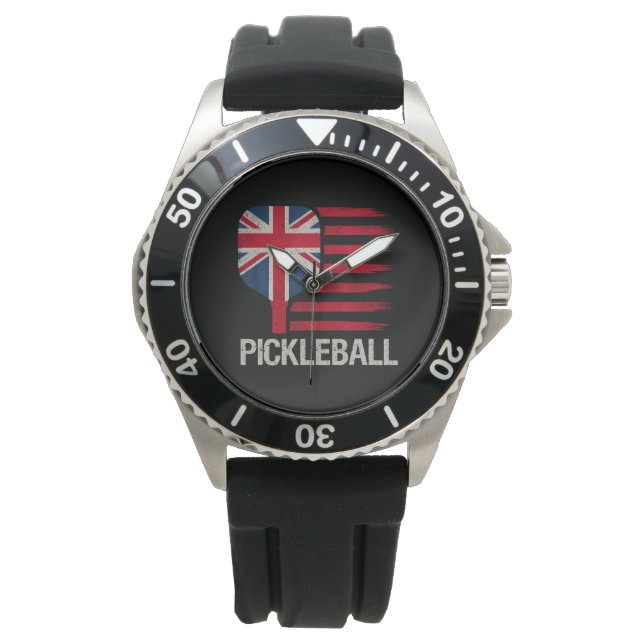 Pickleball Player Paddle Uk Flag  Watch (Front)
