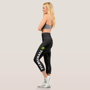 Pickleball Player Personalised Black White Capri Leggings