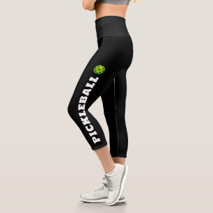Pickleball Player Personalised Black White Capri Leggings