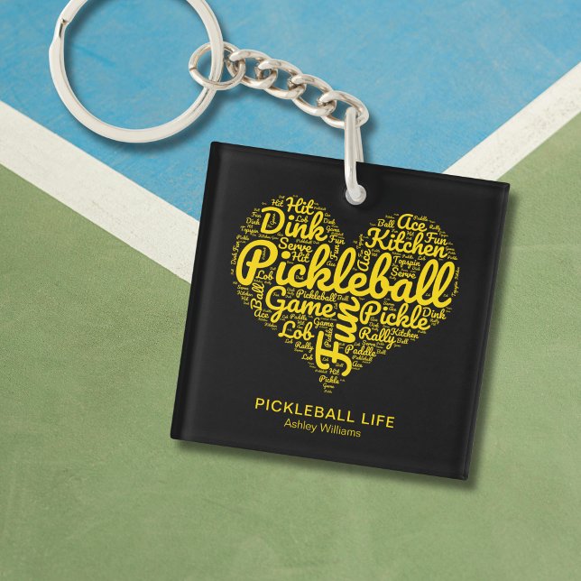 Pickleball Player Personalised Name Word Art Key Ring (Personalize with name, replace other text if you wish)