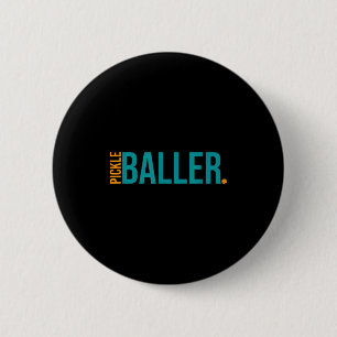 Pickleball player pickleballer pickle baller 6 cm round badge
