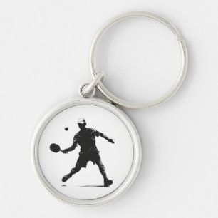 Pickleball Player Silhouette Sport Design Key Ring