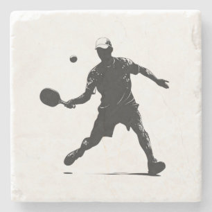Pickleball Player Silhouette Sport Design Stone Coaster