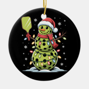 Pickleball Player Snowman Christmas Lights Santa Ceramic Tree Decoration