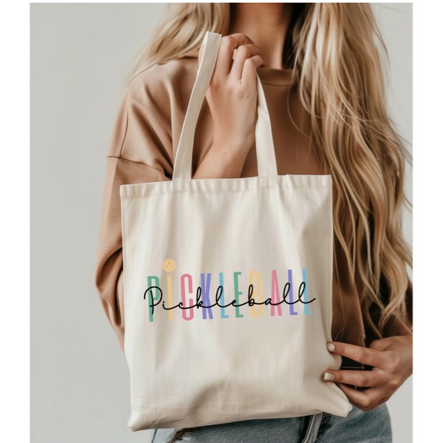 Pickleball Player Typography Colourful  Tote Bag (Creator Uploaded)