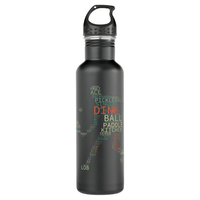 Pickleball Player Typography Word Art 755 710 Ml Water Bottle (Front)
