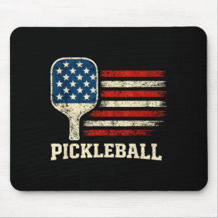Pickleball player us flag american paddleball love mouse mat