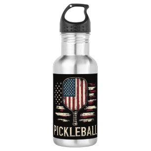 Pickleball Player US Flag Retro Paddleball 532 Ml Water Bottle