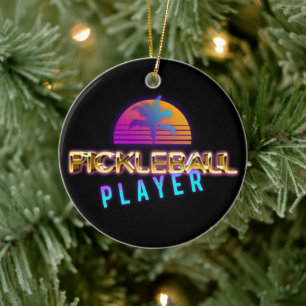 Pickleball player with custom text ceramic tree decoration