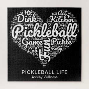 Pickleball Player Word Art Typography Personalised Jigsaw Puzzle