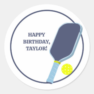 Pickleball Players Custom Message Birthday Classic Round Sticker