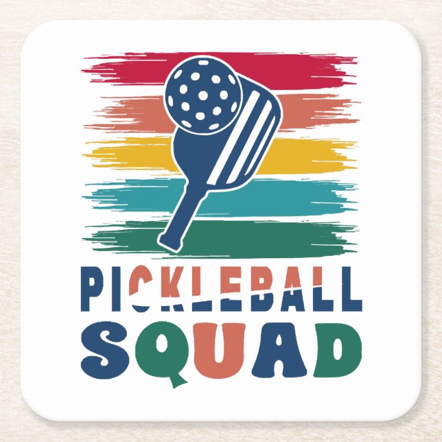 Pickleball Players Gift Idea Square Paper Coaster (Front)