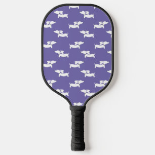 Pickleball Playing Dachshund Mom Purple Paddle
