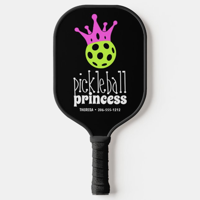 Pickleball Princess Bright Neon Personalised Paddle (Front)