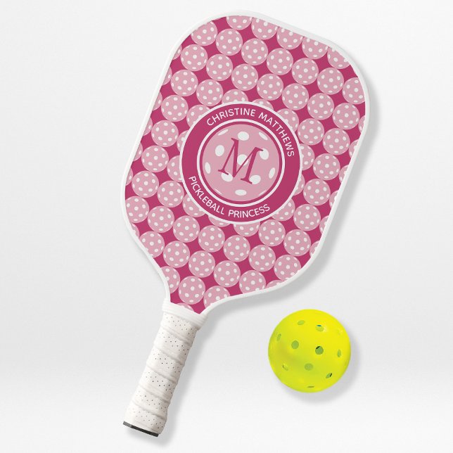 Pickleball Princess Custom Quote Name Initial Pink Paddle (Pickleball Princess Custom Quote Name Initial Pink Pickleball Paddle)
