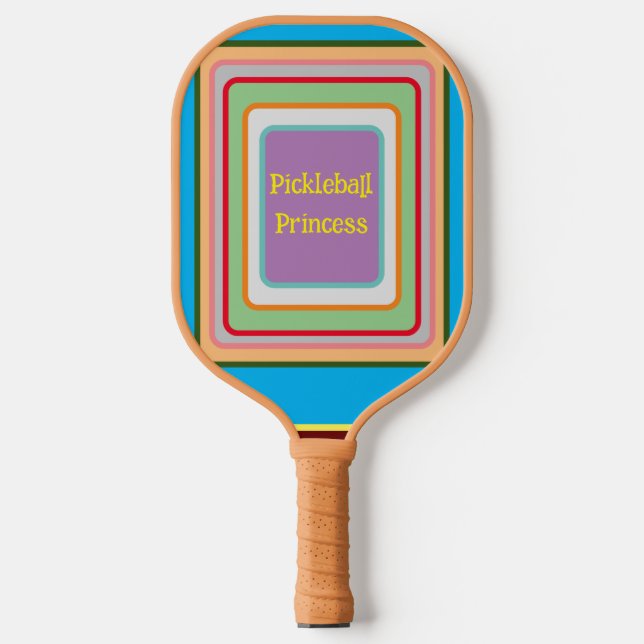 PICKLEBALL PRINCESS-Multi-coloured Squares Paddle (Front)