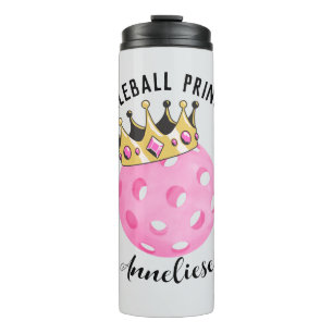 Pickleball Princess Pink Crown Personalised Thermal Tumbler