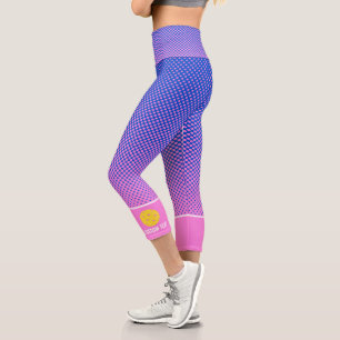 Pickleball Print Colourful Polka Dots Custom Text Capri Leggings