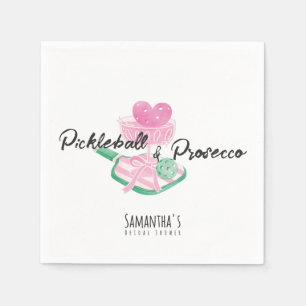 Pickleball & Prosecco Retro Couples Bridal Shower Napkin