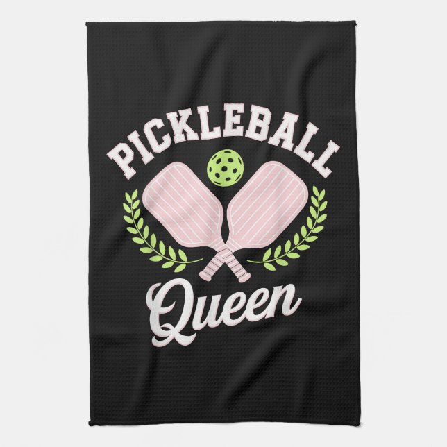 Pickleball Queen Funny Pickleball Player Tea Towel (Vertical)