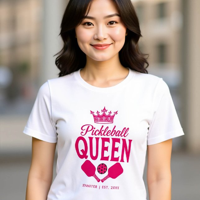 Pickleball Queen Funny Pink Personalised Gift Tri-Blend Shirt (pickleball gift for her funny tshirt women birthday christmas mom girfriend personalized pink club)