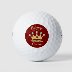 Pickleball Queen Glam Glitz Monogram Name Gold     Golf Balls