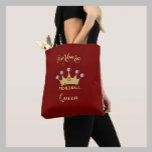 Pickleball Queen Glam Glitz Monogram Name Gold     Tote Bag<br><div class="desc">Pickleball Gal -- Fun Glitz Glam Gold Diamonds on her Crown -- she'll be a winner with this special tote bag -- truly makes her the queen of the court -- Glamourous with the gold crown and just a bit "over the top" but ready to play her game. This is...</div>