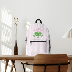 Pickleball Queen Logo Monogram Custom Name Printed Backpack