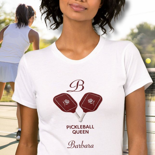Pickleball Queen Name Monogram Bella+Canvas T-Shirt (Creator Uploaded)