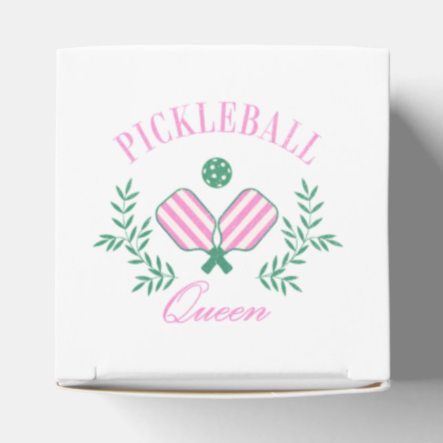 Pickleball Queen | Pink and White Striped Favour Box (Top)