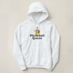 Pickleball Queen - Yellow Pickleball Wearing Crown Hoodie